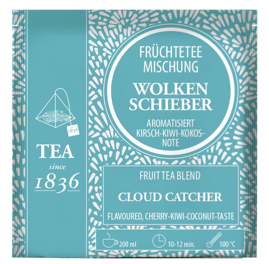 Fruktlbanding m kirsebær kiwi cocos 15 pyramide teposer