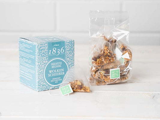 Fruktlbanding m kirsebær kiwi cocos 15 pyramide teposer