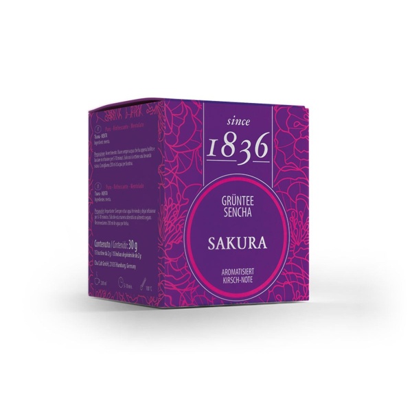 Sencha Sakura - grønn sencha m/kirsebærsmak 15 teposer